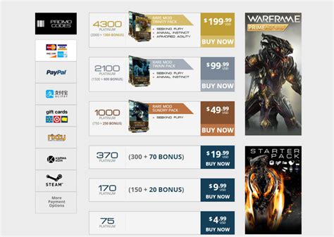 warframe buy platinum